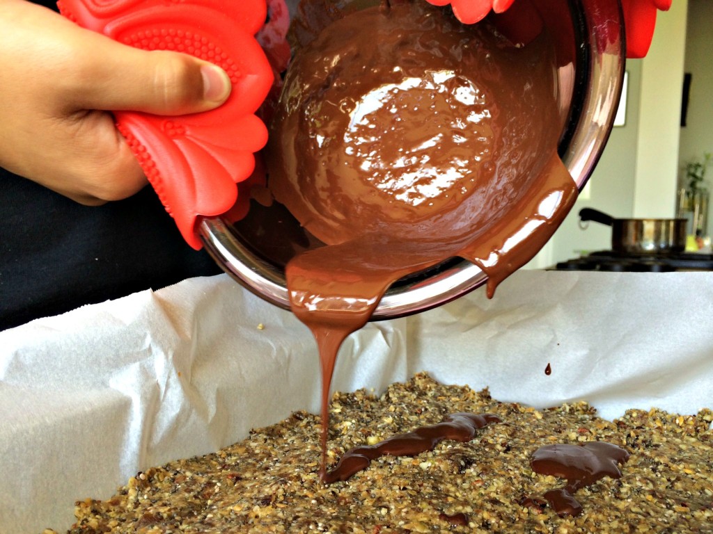 Melting chocolate for the topping.